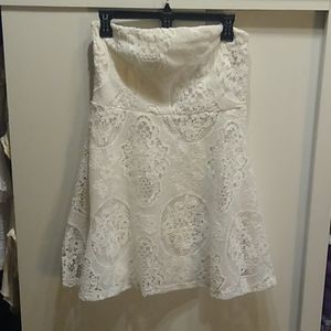 Forever 21 White Lace Strapless Dress sz L